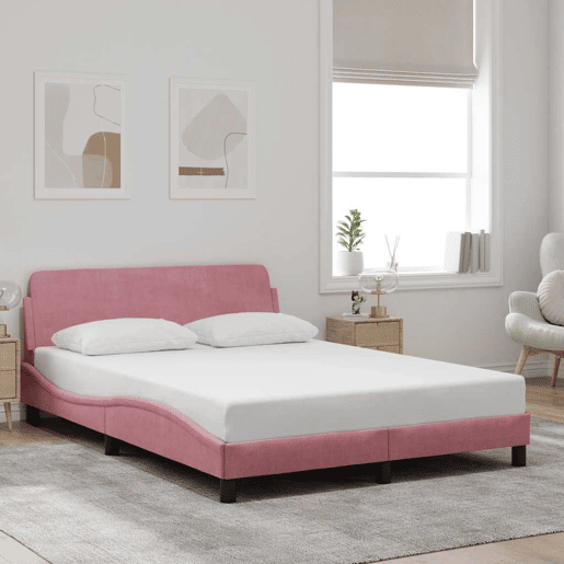Estrutura de Cama de casal moderno com cabeceira Dover 120x200 cm veludo rosa