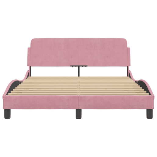 Estrutura de Cama de casal moderno com cabeceira Dover 120x200 cm veludo rosa