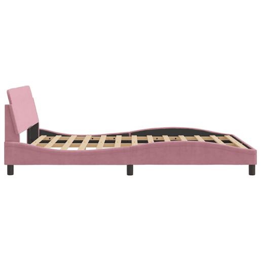 Estrutura de Cama de casal moderno com cabeceira Dover 120x200 cm veludo rosa