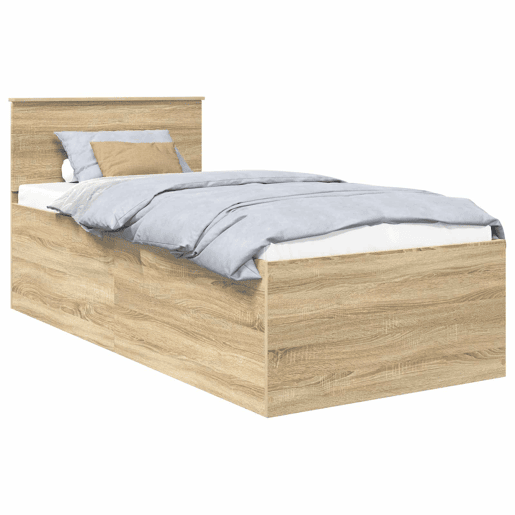 Estrutura de cama de solteiro moderno com cabeceira - Carvalho Sonoma 75 x 190 cm