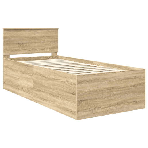 Estrutura de cama de solteiro moderno com cabeceira - Carvalho Sonoma 75 x 190 cm
