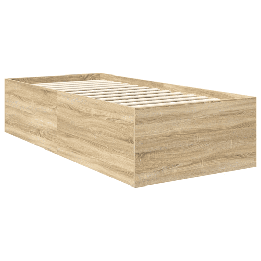 Estrutura de cama de solteiro moderno com cabeceira - Carvalho Sonoma 75 x 190 cm