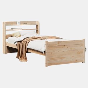 Estrutura de cama de solteiro para adultos com cabeceira 75x190 cm pinho maciço