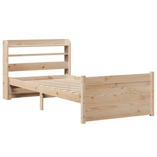 Estrutura de cama de solteiro para adultos com cabeceira 75x190 cm pinho maciço