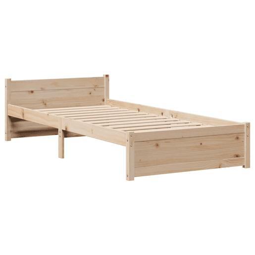 Estrutura de cama de solteiro para adultos com cabeceira 75x190 cm pinho maciço