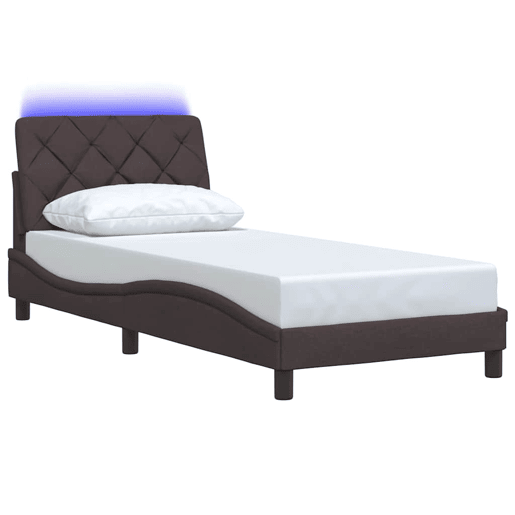 Estrutura de cama de solteiro para adultos com LED 80x200 cm tecido