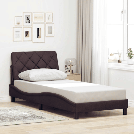 Estrutura de cama de solteiro para adultos com LED 80x200 cm tecido