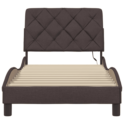 Estrutura de cama de solteiro para adultos com LED 80x200 cm tecido