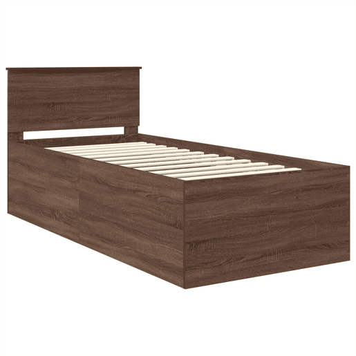 Estrutura de cama de solteiro moderno com cabeceira - Carvalho Marrom 75 x 190 cm
