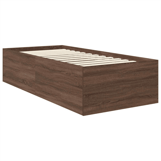 Estrutura de cama de solteiro moderno com cabeceira - Carvalho Marrom 75 x 190 cm