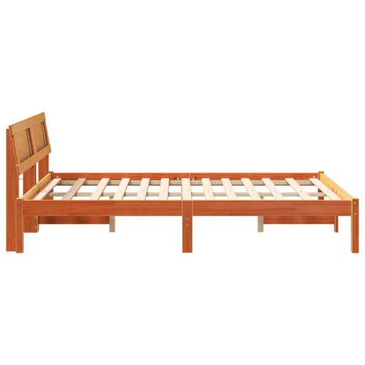 Estrutura de cama de casal simple com cabeceira - Marrom Cera 120 x 190 cm