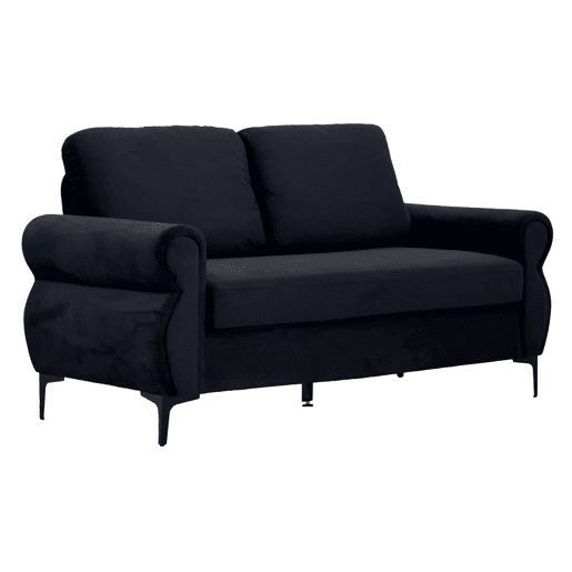 Sofá de 2 lugares - compacto, confortável e resistente - preto Sofá de 2 lugares - compacto, confortável e resistente - preto