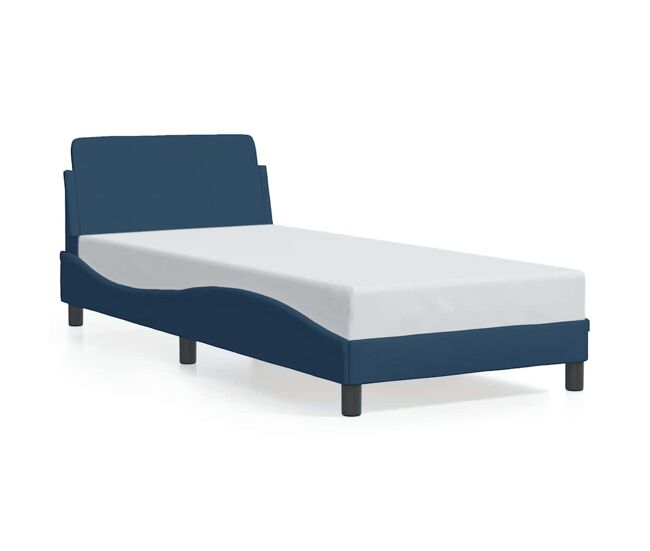 Estructura de cama individual para adultos con cabecero dover tela azul 90x200 cm