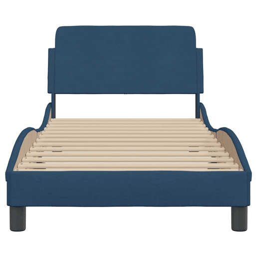 Estrutura de cama de solteiro para adultos com cabeceira Dover tecido 90x200 cm azul