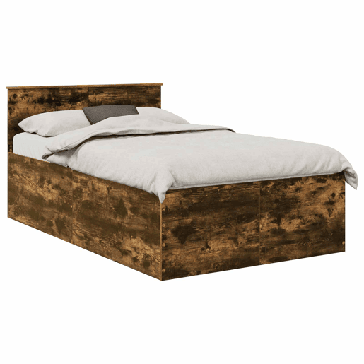 Estrutura de cama de casal com cabeceira - Carvalho Defumado 120 x 190 cm