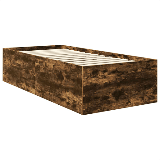 Estrutura de cama de solteiro para adultos com cabeceira Carvalho Defumado 75 x 190 cm