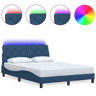 Estrutura de Cama de casal moderno com LED sem colchão 140x200 cm tecido azul