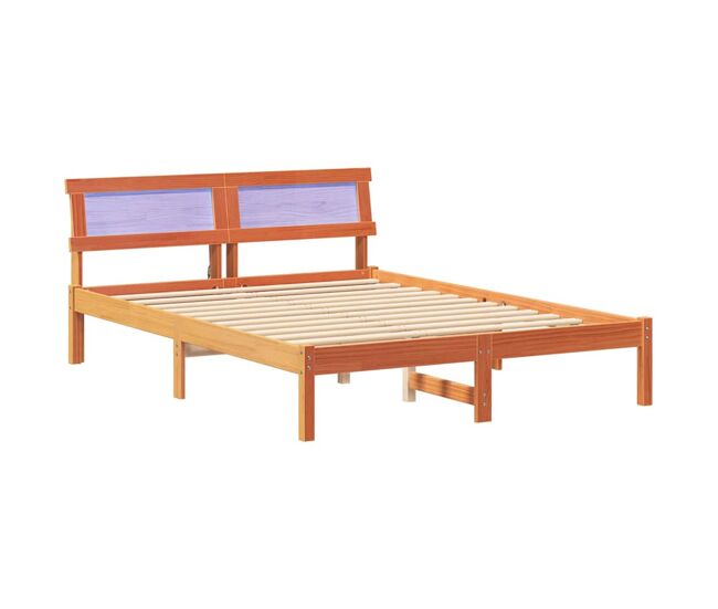 Estructura de cama matrimonial Estilo con cabecera Marrón cera 140 x 190 cm