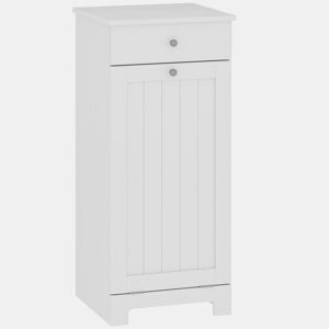 HOMCOM Armário de Casa de Banho com Cesto de Roupa Suja Basculante Móvel para Roupa Suja com Saco de Tecido Dobrável e Gaveta Ideal para Lavandaria 40x38x90 cm Branco