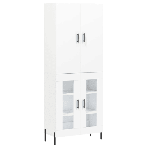Armário alto - Bufete - Móvel de apoio 69,5x34x180 cm derivados de madeira branco pt649