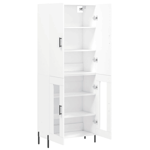 Armário alto - Bufete - Móvel de apoio 69,5x34x180 cm derivados de madeira branco pt649