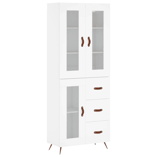 Armário alto - Bufete - Móvel de apoio 69,5x34x180 cm derivados de madeira branco pt704