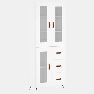 Armário alto - Bufete - Móvel de apoio 69,5x34x180 cm derivados de madeira branco pt704