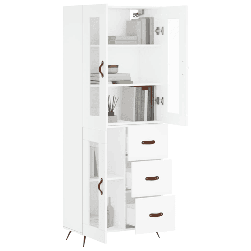 Armário alto - Bufete - Móvel de apoio 69,5x34x180 cm derivados de madeira branco pt704