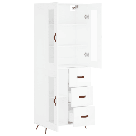 Armário alto - Bufete - Móvel de apoio 69,5x34x180 cm derivados de madeira branco pt704