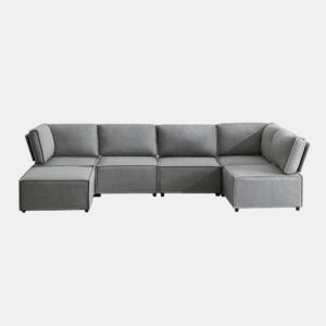 Sofá modular + 6 lugares - versátil, flexível e fácil de montar, adequado para todo o tipo de casas - cinzento claro