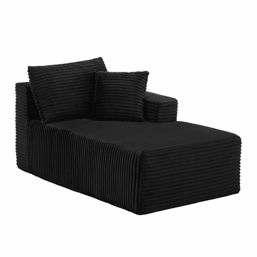 Sofá modular em L de 4 lugares - Espuma viscoelástica, com chaise longue extragrande - Preto