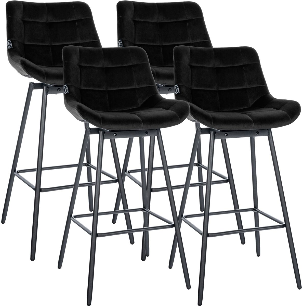 Juego de 4 taburetes de bar weston giratorios terciopelo negro 56x49x105 cm