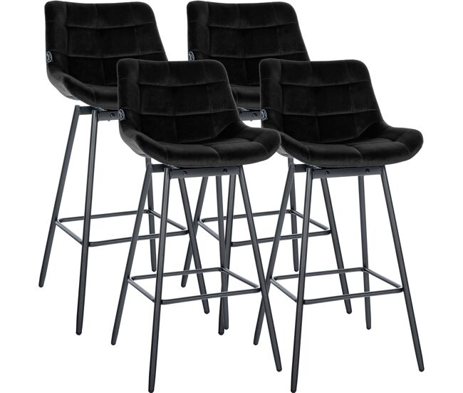 Juego de 4 taburetes de bar weston giratorios terciopelo negro 56x49x105 cm