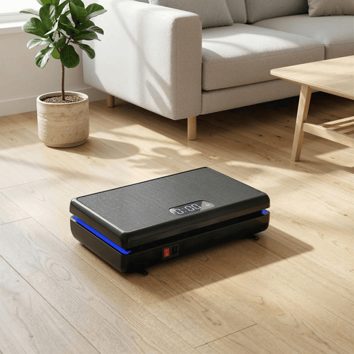 SPORTNOW Plataforma Vibratória 120 Velocidades, 5 Programas Plataforma de Vibração Muscular 200W com 2 Bandas Elásticas Ecrã LED, Luz Controlo Remoto Suporta 120 kg 48x32x13 cm Preto