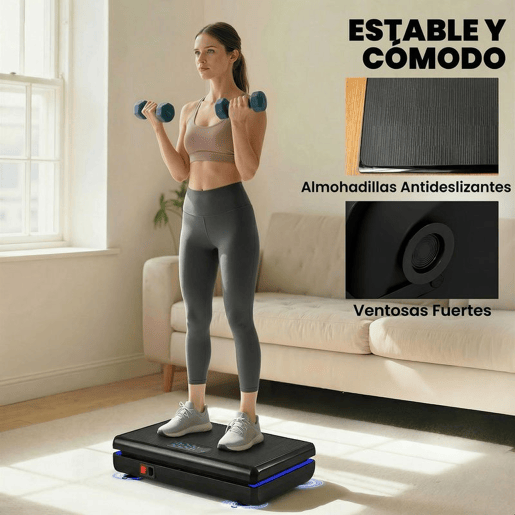SPORTNOW Plataforma Vibratória 120 Velocidades, 5 Programas Plataforma de Vibração Muscular 200W com 2 Bandas Elásticas Ecrã LED, Luz Controlo Remoto Suporta 120 kg 48x32x13 cm Preto