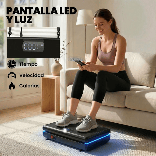 SPORTNOW Plataforma Vibratória 120 Velocidades, 5 Programas Plataforma de Vibração Muscular 200W com 2 Bandas Elásticas Ecrã LED, Luz Controlo Remoto Suporta 120 kg 48x32x13 cm Preto