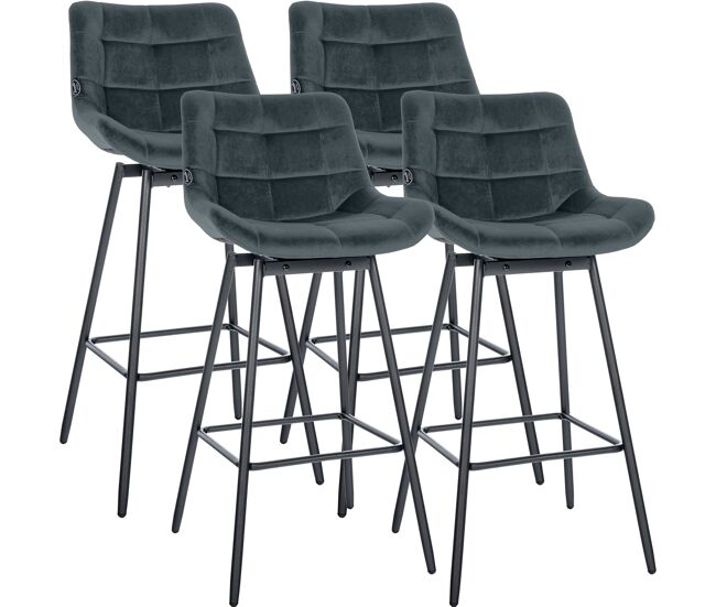 Juego de 4 taburetes de bar weston giratorios terciopelo gris oscuro 56x49x105 cm