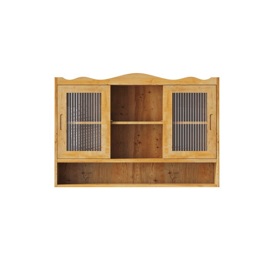 Armário retro 90 cm - 2 portas de correr, 3 níveis de arrumação - Natural
