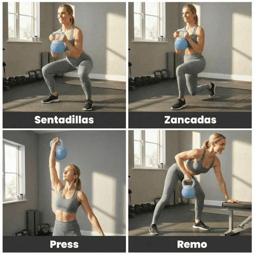 SPORTNOW Kettlebell 8 kg Recheado com Areia Metálica e Cabo Antideslizante para Treino em Casa e Ginásio Azul Claro