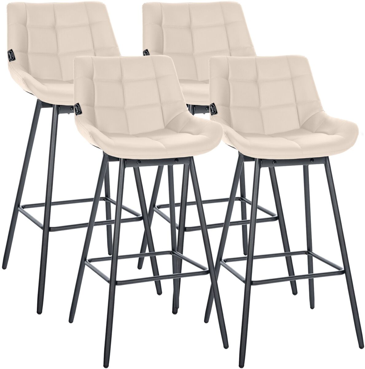 Juego de 4 taburetes de bar weston giratorios simil cuero crema 56x49x105 cm