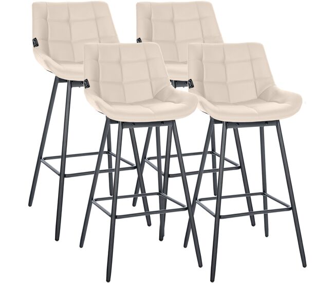 Juego de 4 taburetes de bar weston giratorios simil cuero crema 56x49x105 cm
