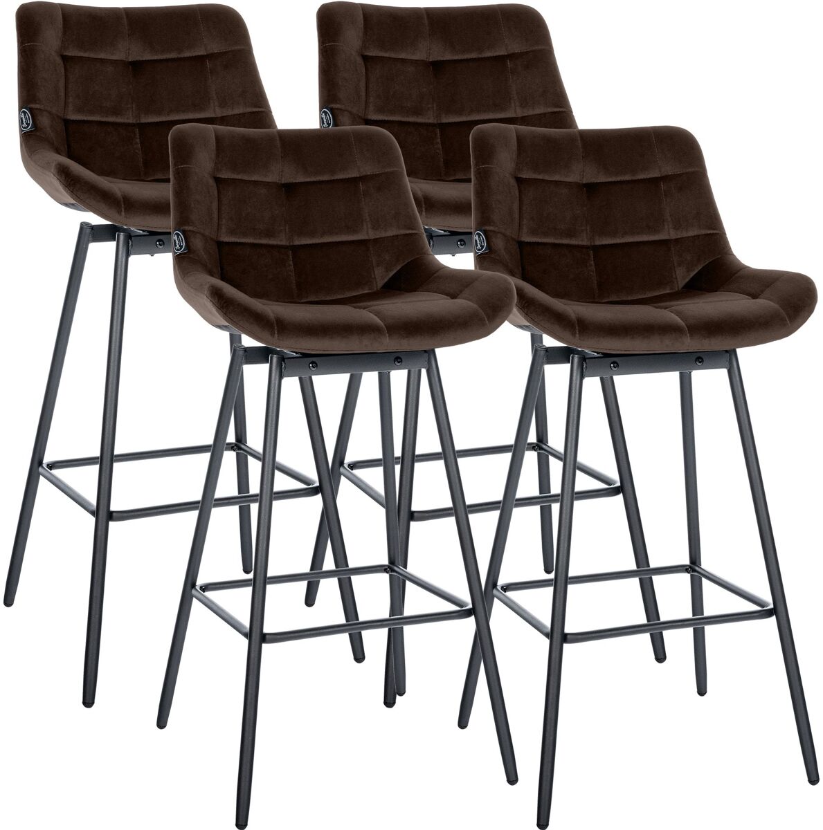 Juego de 4 taburetes de bar weston giratorios terciopelo marrón 56x49x105 cm