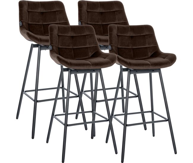 Juego de 4 taburetes de bar weston giratorios terciopelo marrón 56x49x105 cm