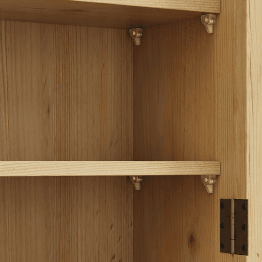 Armário de parede 63 cm - Portas de vidro vintage, 3 níveis e toalheiro - Madeira natural