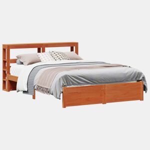 Estrutura de cama de casal simple com cabeceira - Marrom Cera 150 x 200 cm