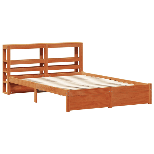 Estrutura de cama de casal simple com cabeceira - Marrom Cera 150 x 200 cm