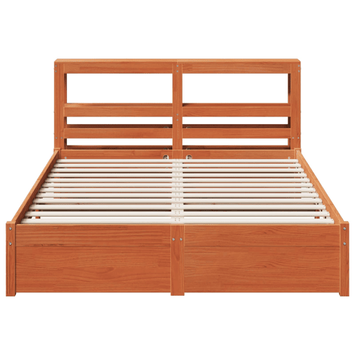 Estrutura de cama de casal simple com cabeceira - Marrom Cera 150 x 200 cm