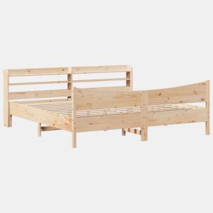 Estrutura de Cama de casal simple com cabeceira 180x200 cm pinho maciço
