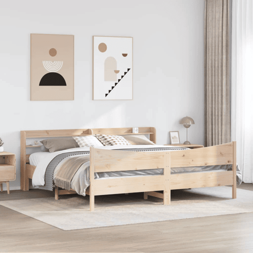 Estrutura de Cama de casal simple com cabeceira 180x200 cm pinho maciço