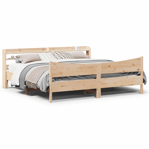 Estrutura de Cama de casal simple com cabeceira 180x200 cm pinho maciço